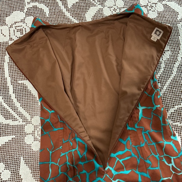 Anne Klein Brown and Teal Midi Dress - Picture 11 of 12